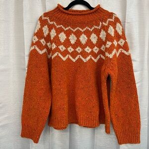 TOAST Graphic Yoke Donegal Sweater Persimmon Oat Size L